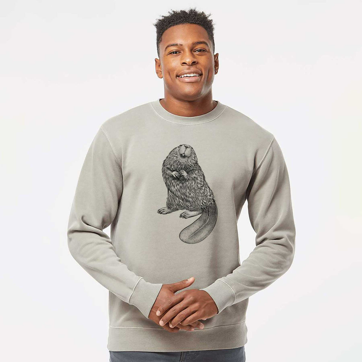 North American Beaver - Castor canadensis - Unisex Pigment Dyed Crew Sweatshirt