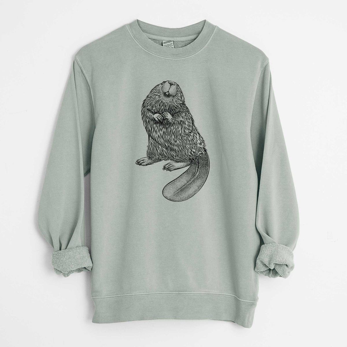 North American Beaver - Castor canadensis - Unisex Pigment Dyed Crew Sweatshirt