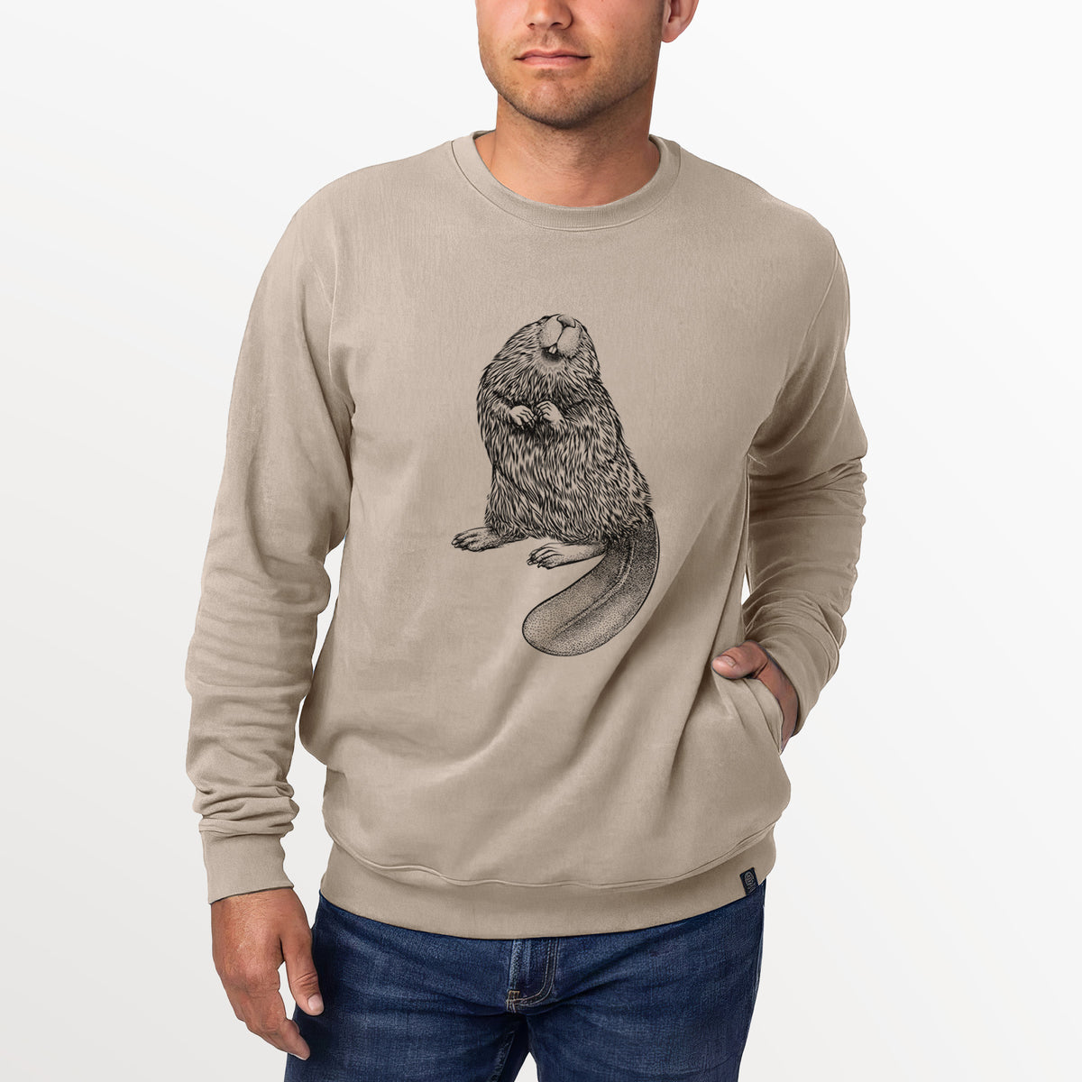 North American Beaver - Castor canadensis  - Unisex Reclaimed Crewneck Sweatshirt