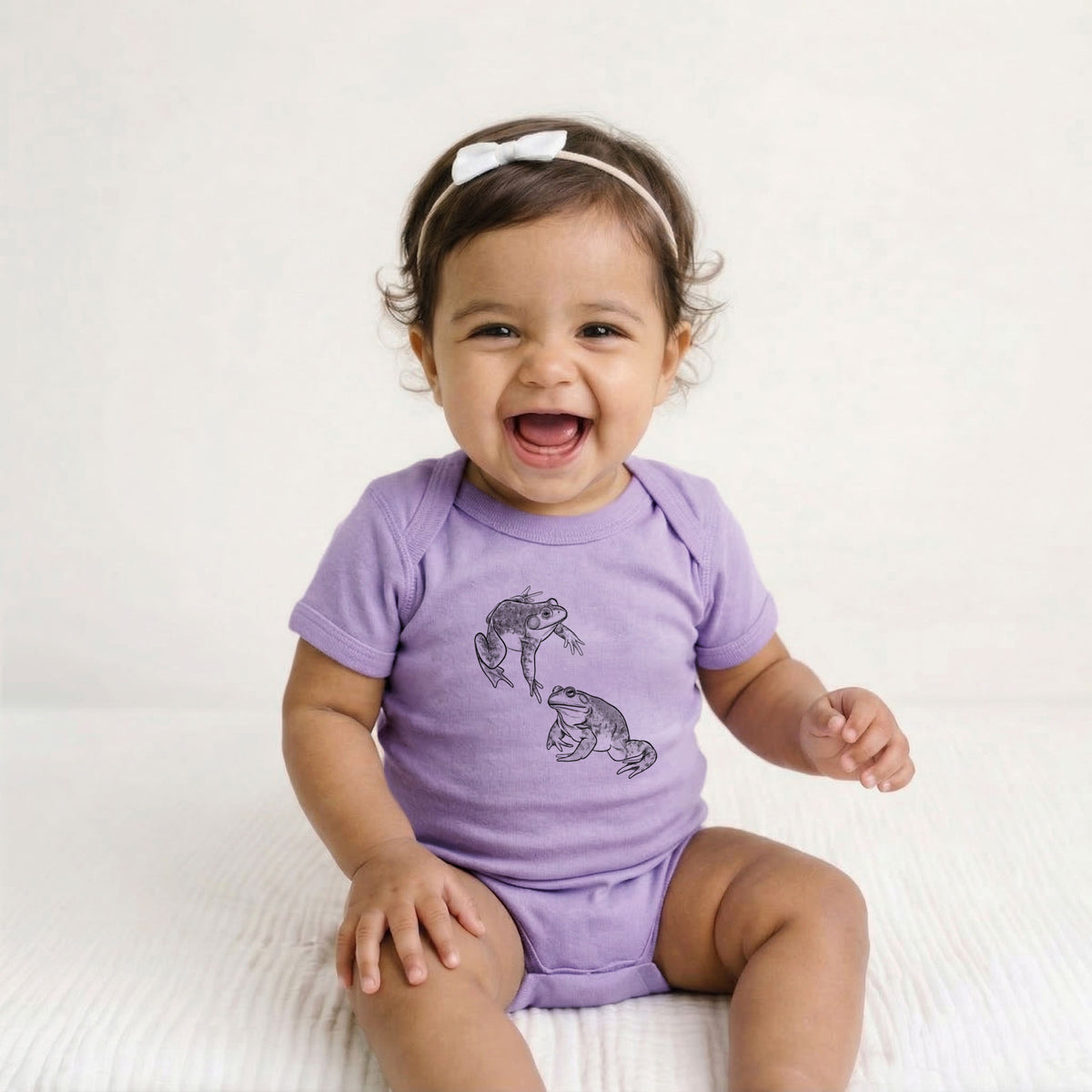 American Bullfrogs - Lithobates catesbeianus - Baby Fine Jersey Bodysuit