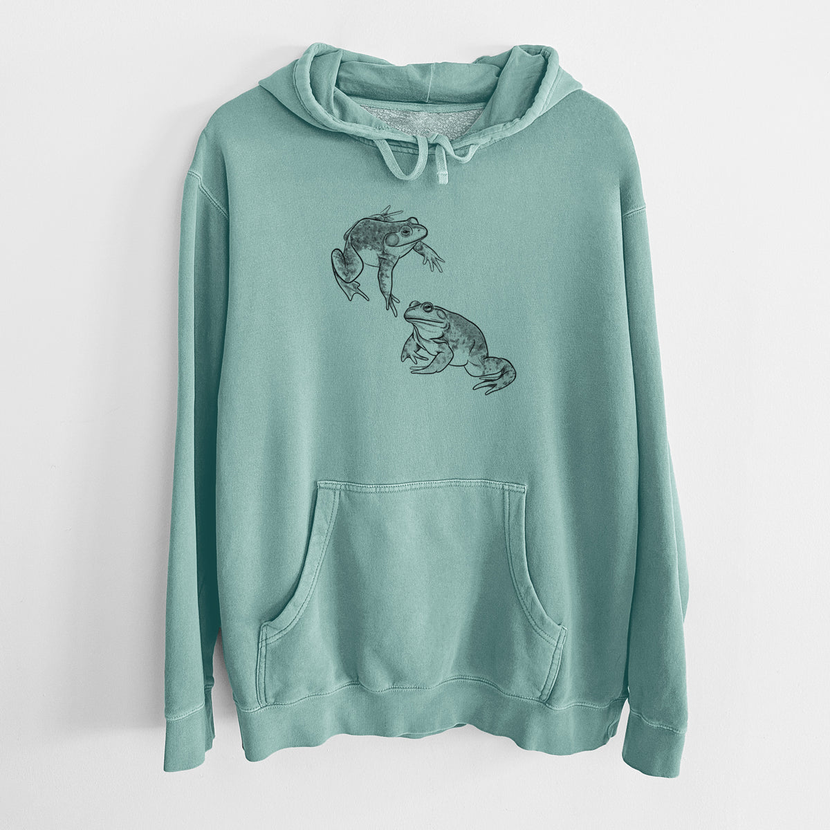 American Bullfrogs - Lithobates catesbeianus - Unisex Pigment Dyed Hoodie