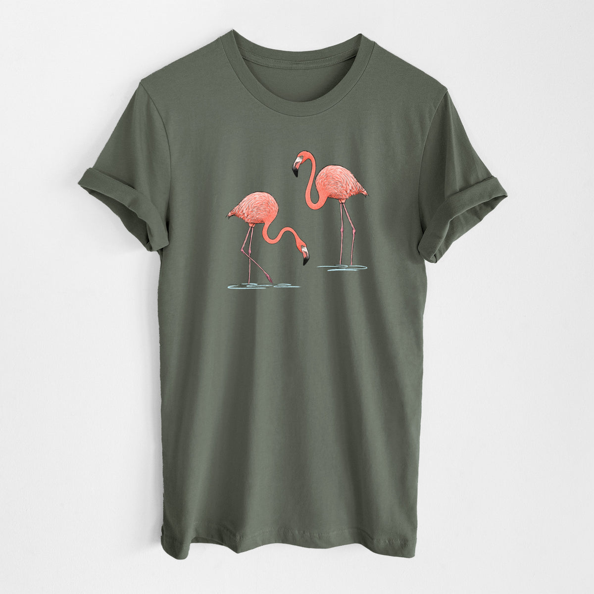 American Flamingos - Phoenicopterus ruber - Lightweight 100% Cotton Unisex Crewneck