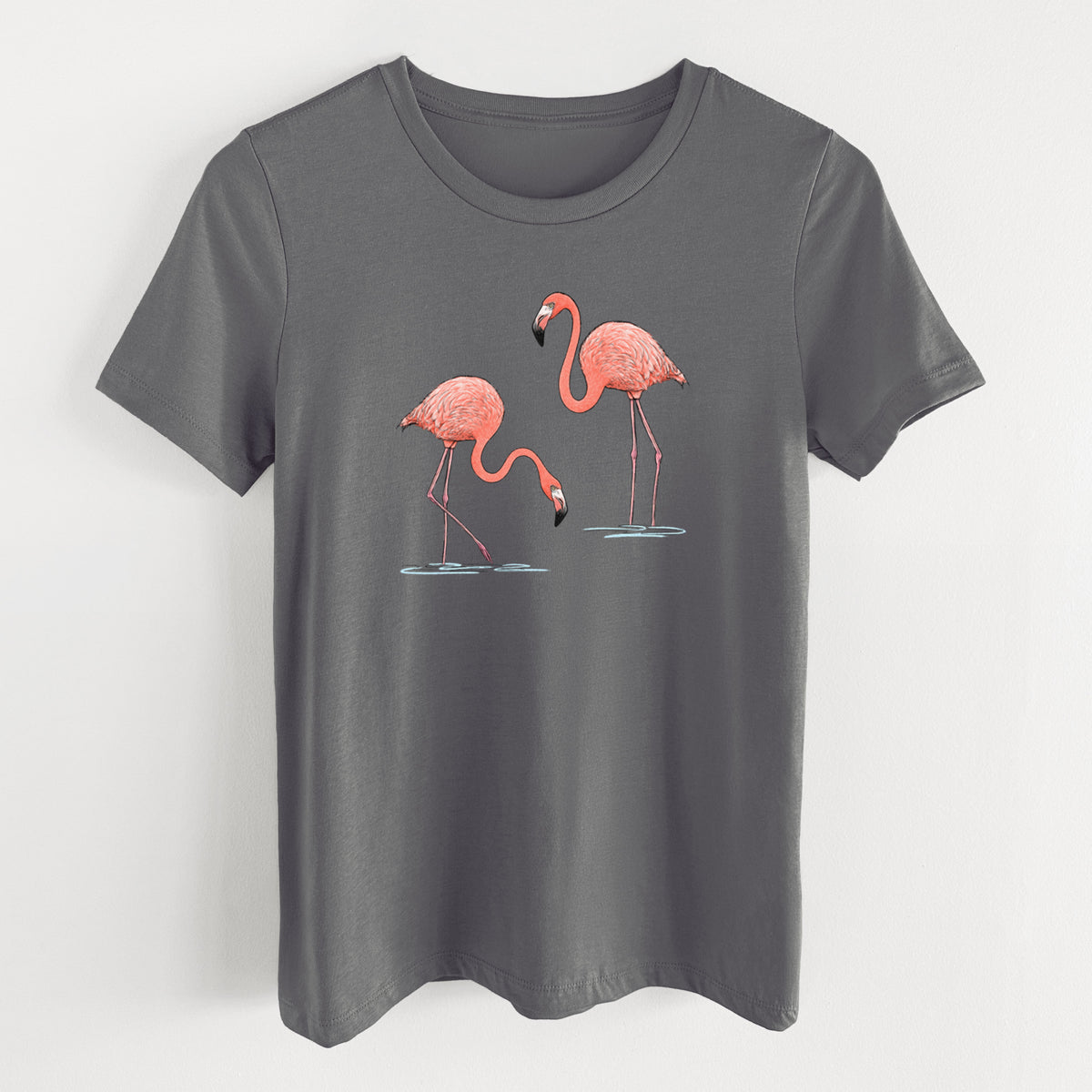 American Flamingos - Phoenicopterus ruber - Women's Lightweight Relaxed Fit 100% Cotton Crewneck