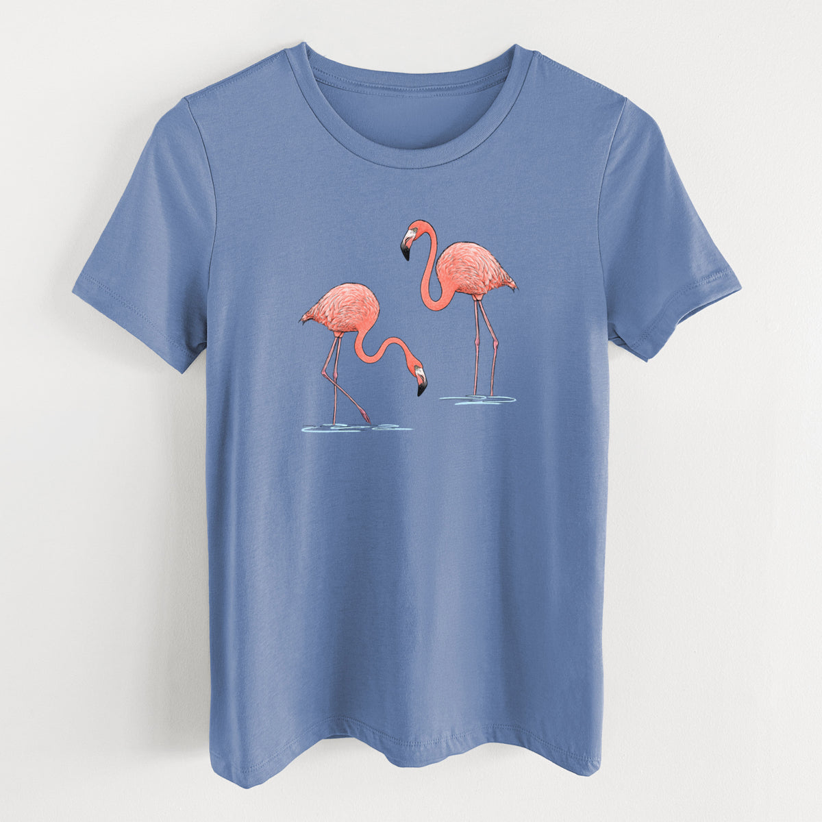 American Flamingos - Phoenicopterus ruber - Women's Lightweight Relaxed Fit 100% Cotton Crewneck