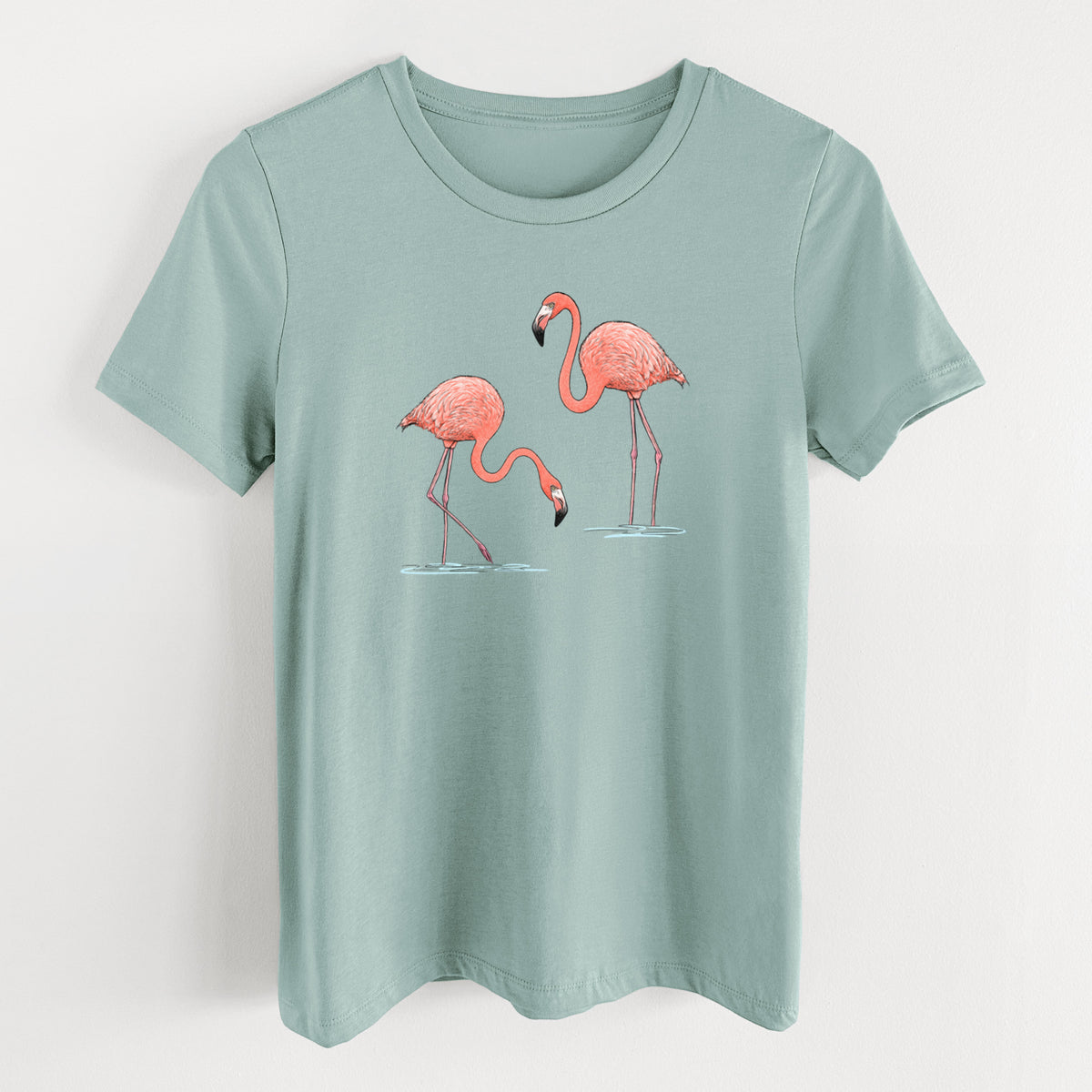American Flamingos - Phoenicopterus ruber - Women's Lightweight Relaxed Fit 100% Cotton Crewneck
