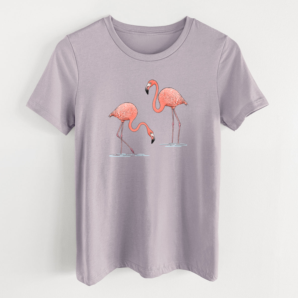 American Flamingos - Phoenicopterus ruber - Women's Lightweight Relaxed Fit 100% Cotton Crewneck