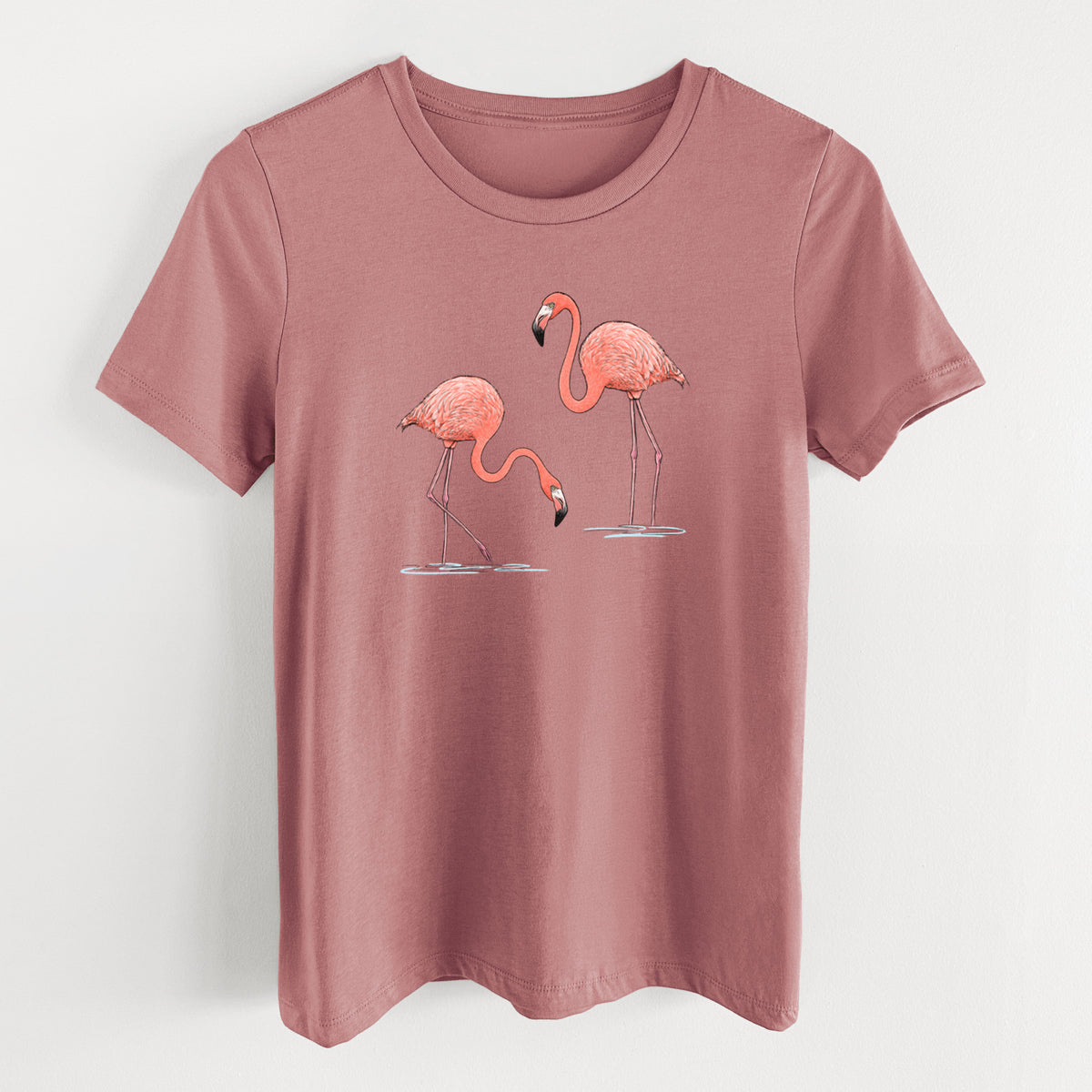 American Flamingos - Phoenicopterus ruber - Women's Lightweight Relaxed Fit 100% Cotton Crewneck