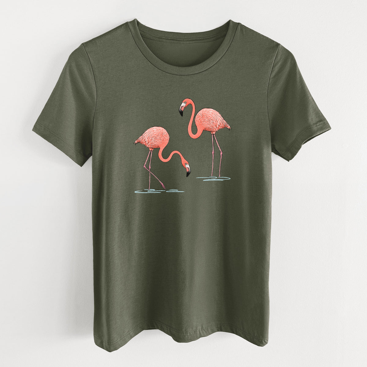 American Flamingos - Phoenicopterus ruber - Women's Lightweight Relaxed Fit 100% Cotton Crewneck
