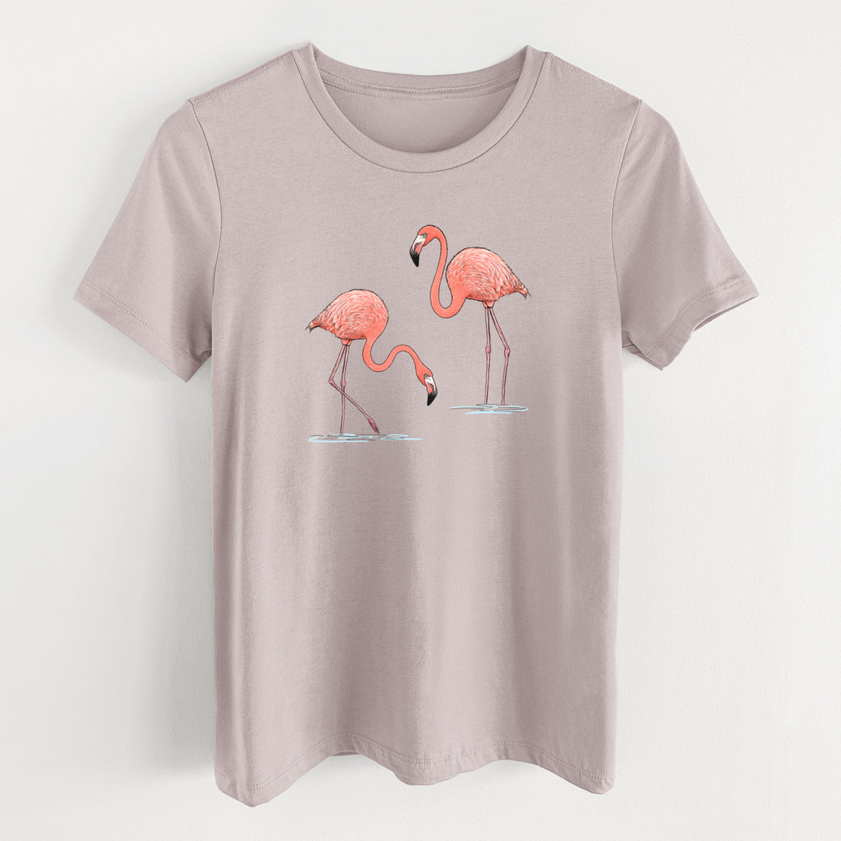 American Flamingos - Phoenicopterus ruber - Women's Lightweight Relaxed Fit 100% Cotton Crewneck