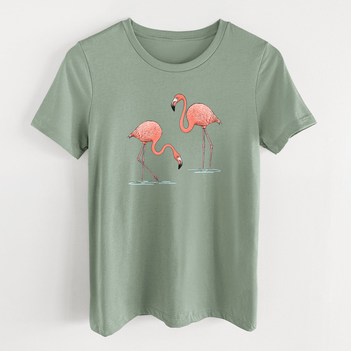 American Flamingos - Phoenicopterus ruber - Women's Lightweight Relaxed Fit 100% Cotton Crewneck