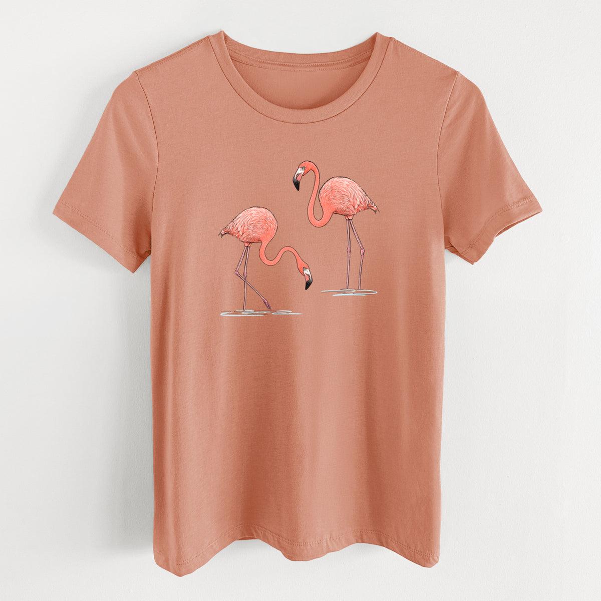 American Flamingos - Phoenicopterus ruber - Women's Lightweight Relaxed Fit 100% Cotton Crewneck