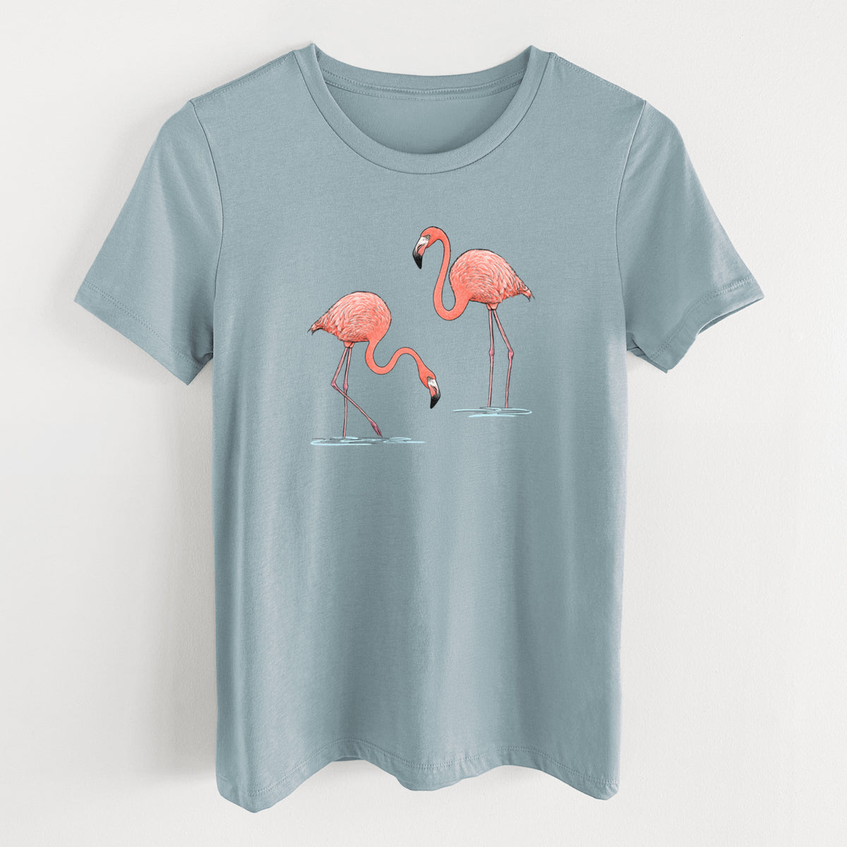 American Flamingos - Phoenicopterus ruber - Women's Lightweight Relaxed Fit 100% Cotton Crewneck