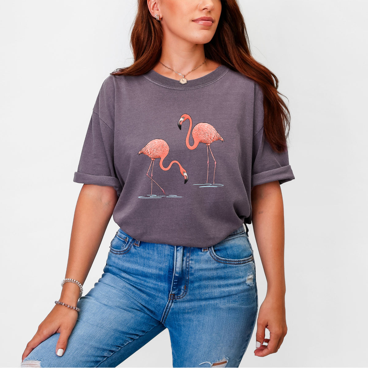 American Flamingos - Phoenicopterus ruber - Unisex Comfort Colors Garment-Dyed Heavyweight T-shirt