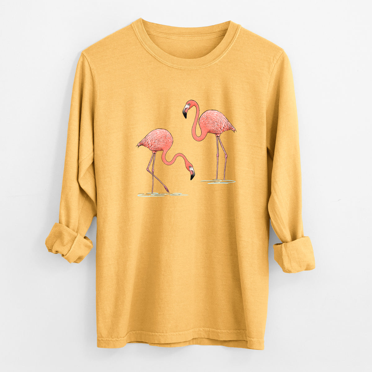 American Flamingos - Phoenicopterus ruber - Unisex Comfort Colors 100% Cotton Long Sleeve