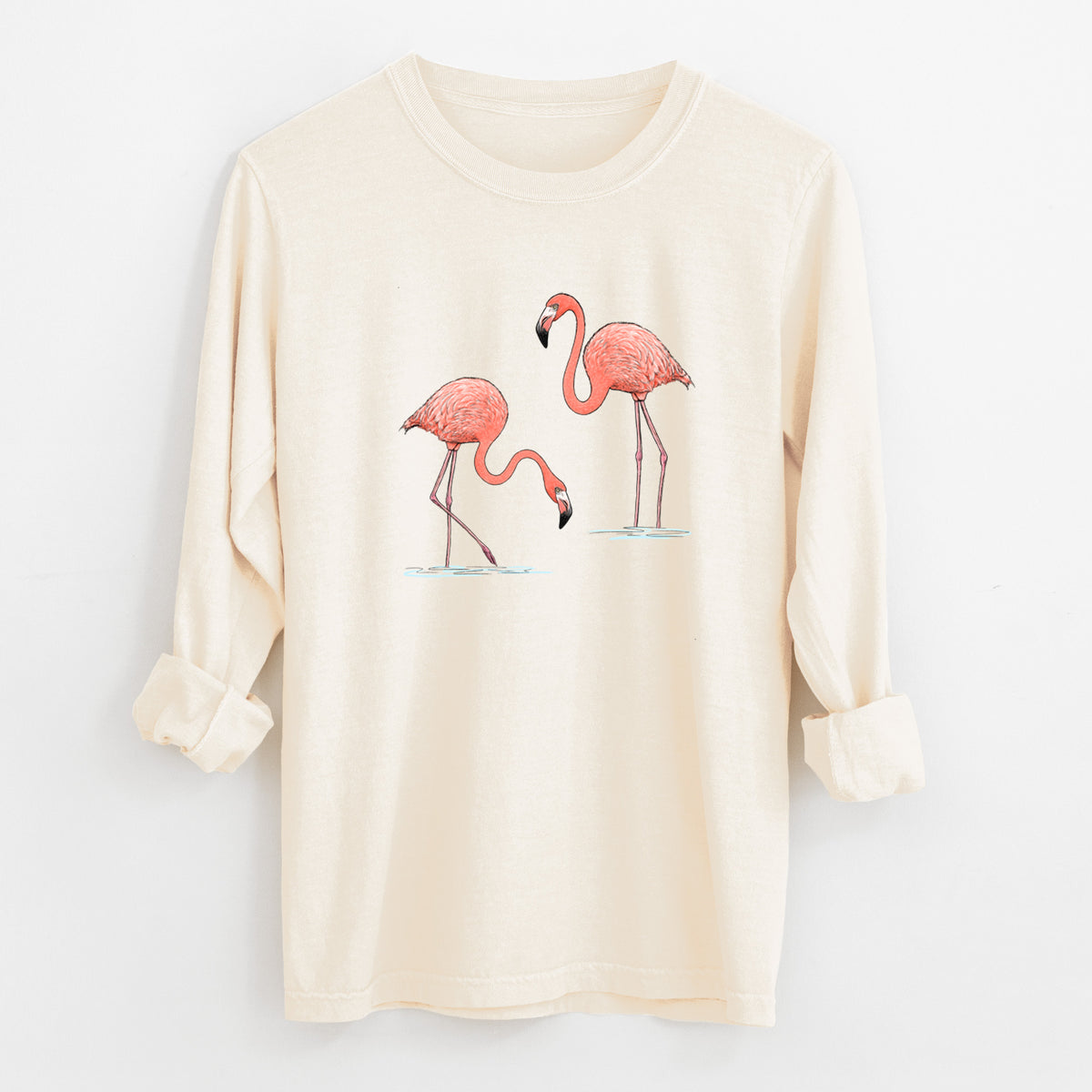 American Flamingos - Phoenicopterus ruber - Unisex Comfort Colors 100% Cotton Long Sleeve