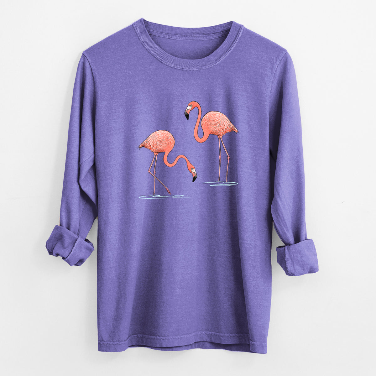 American Flamingos - Phoenicopterus ruber - Unisex Comfort Colors 100% Cotton Long Sleeve