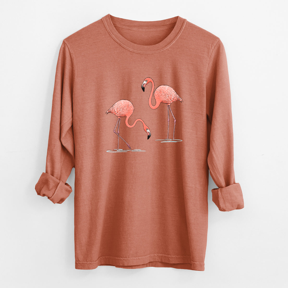 American Flamingos - Phoenicopterus ruber - Unisex Comfort Colors 100% Cotton Long Sleeve