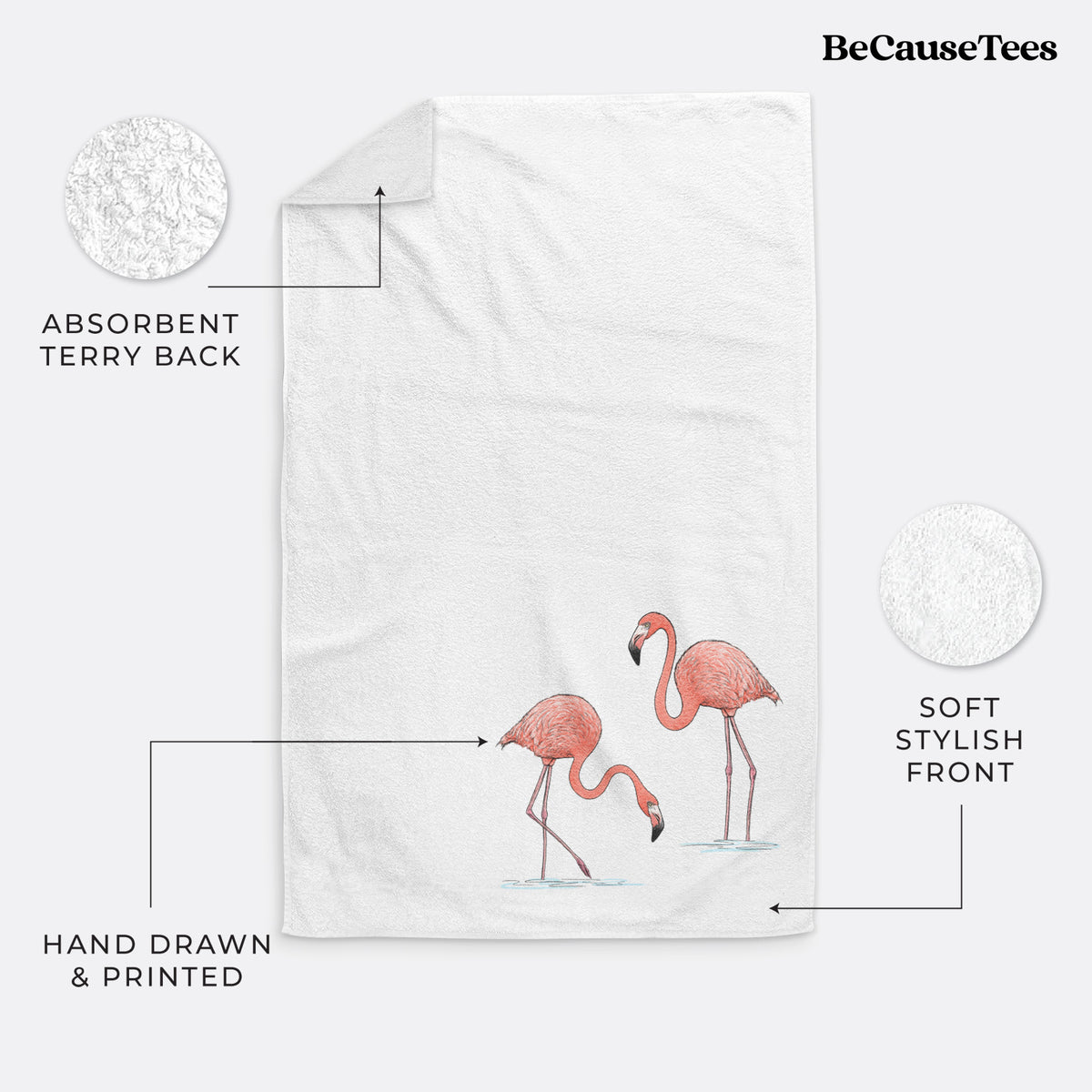 American Flamingos - Phoenicopterus ruber - Premium Hand Towel