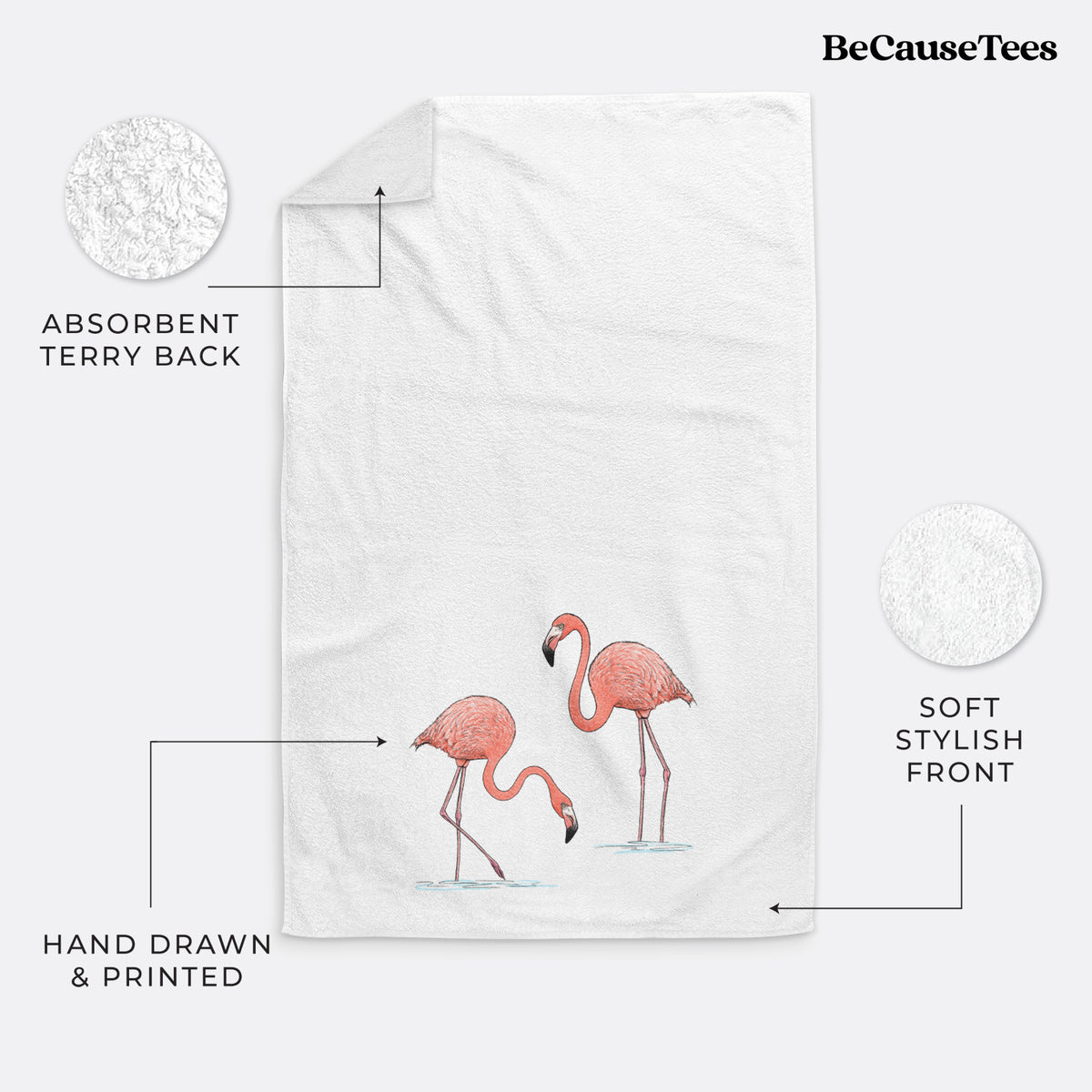 American Flamingos - Phoenicopterus ruber - Premium Hand Towel