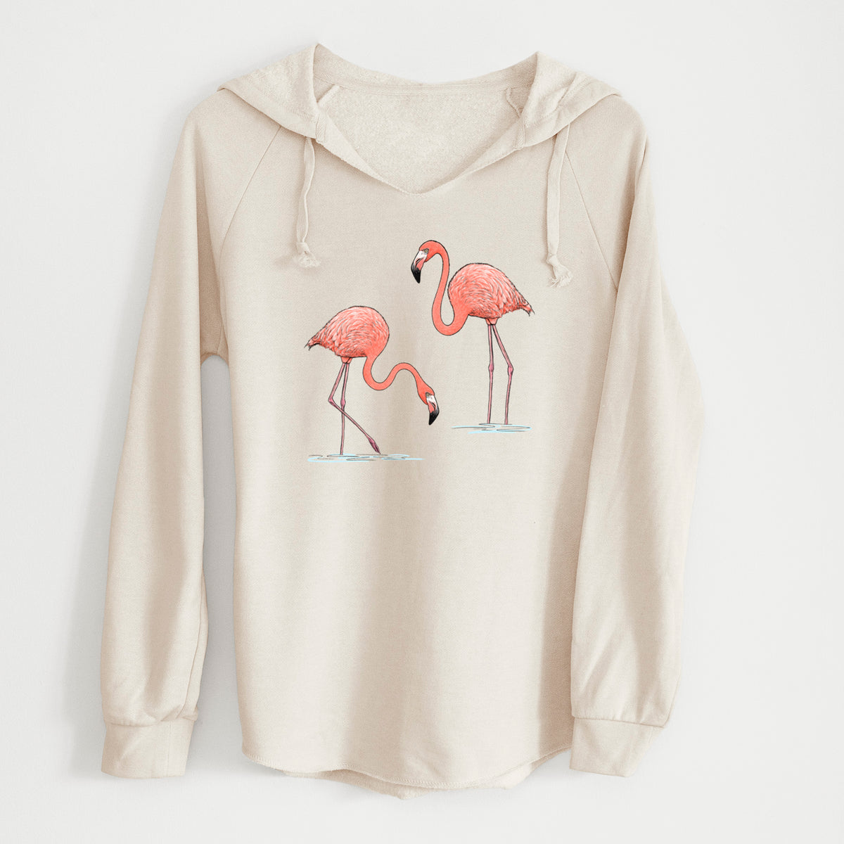 American Flamingos - Phoenicopterus ruber - Cali Wave Hooded Sweatshirt