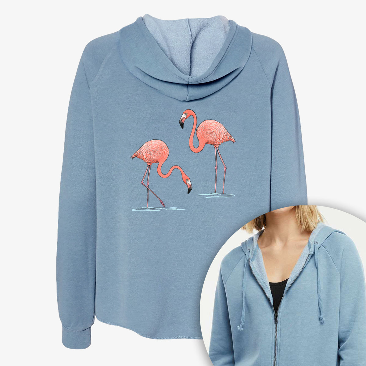 American Flamingos - Phoenicopterus ruber - Women's Cali Wave Zip-Up Sweatshirt