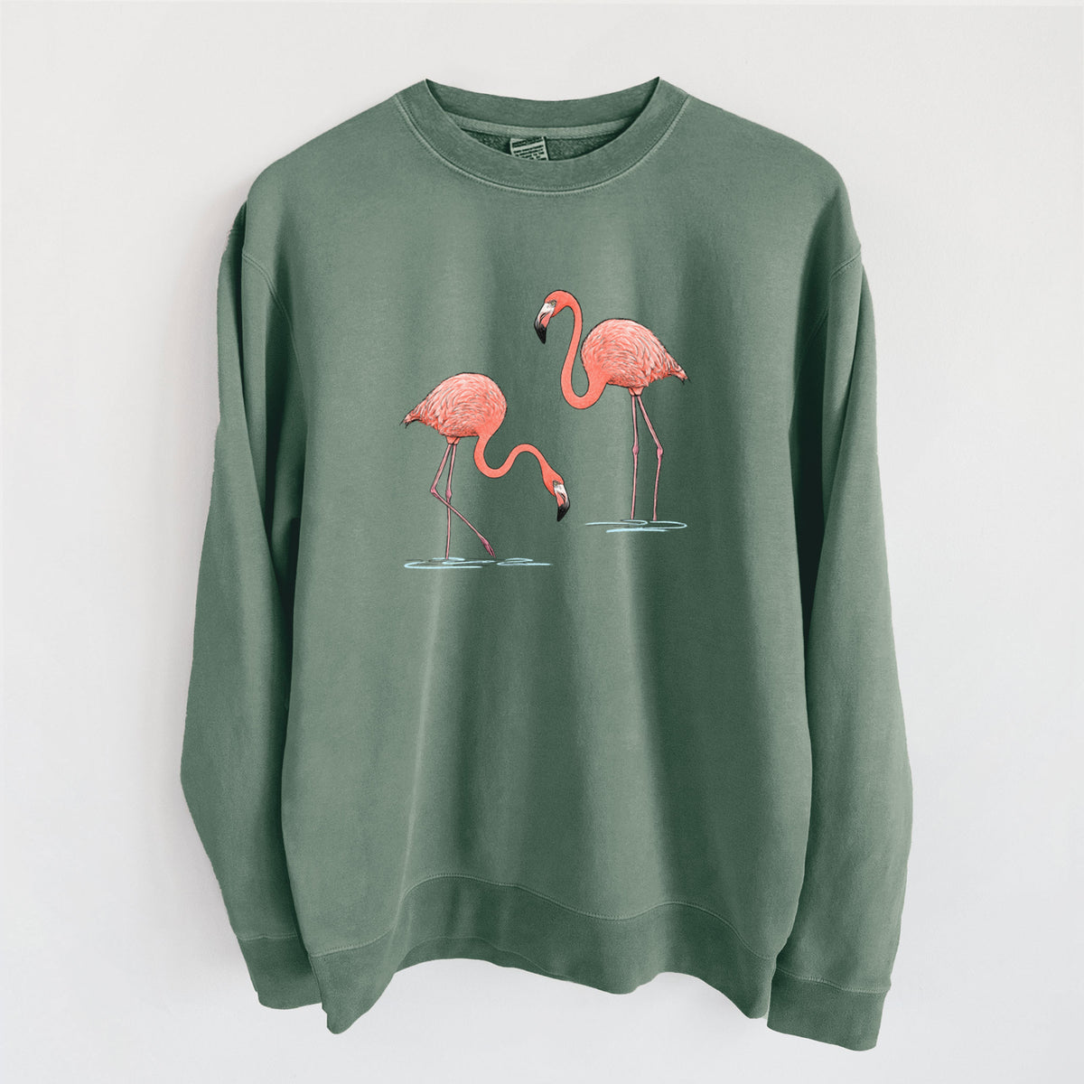 American Flamingos - Phoenicopterus ruber - Unisex Pigment Dyed Crew Sweatshirt