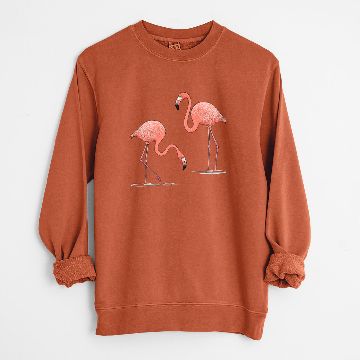 American Flamingos - Phoenicopterus ruber - Unisex Pigment Dyed Crew Sweatshirt