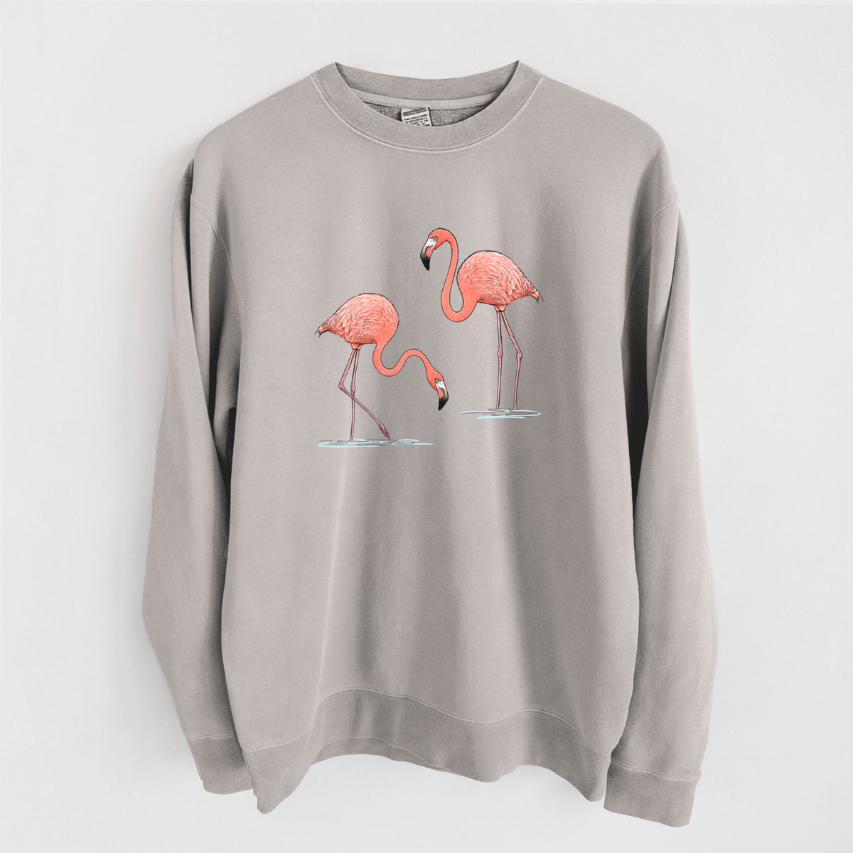 American Flamingos - Phoenicopterus ruber - Unisex Pigment Dyed Crew Sweatshirt