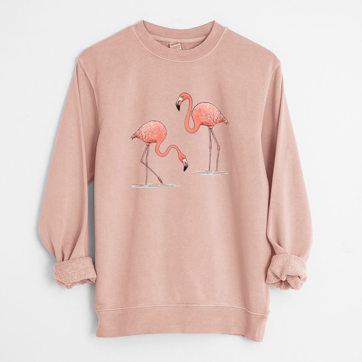 American Flamingos - Phoenicopterus ruber - Unisex Pigment Dyed Crew Sweatshirt