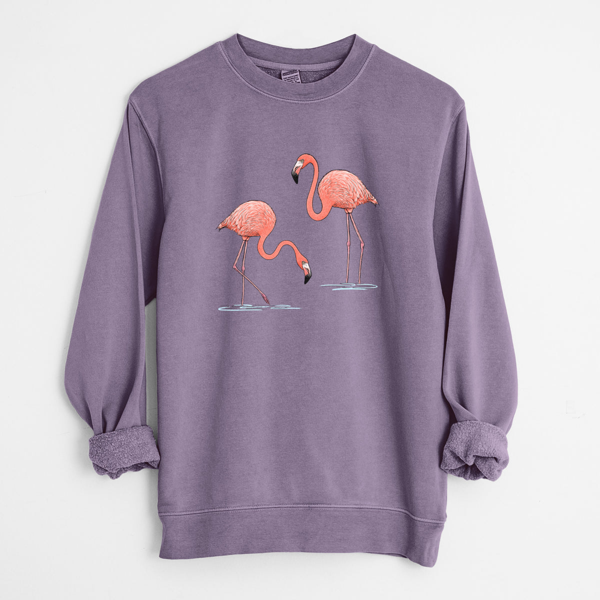 American Flamingos - Phoenicopterus ruber - Unisex Pigment Dyed Crew Sweatshirt