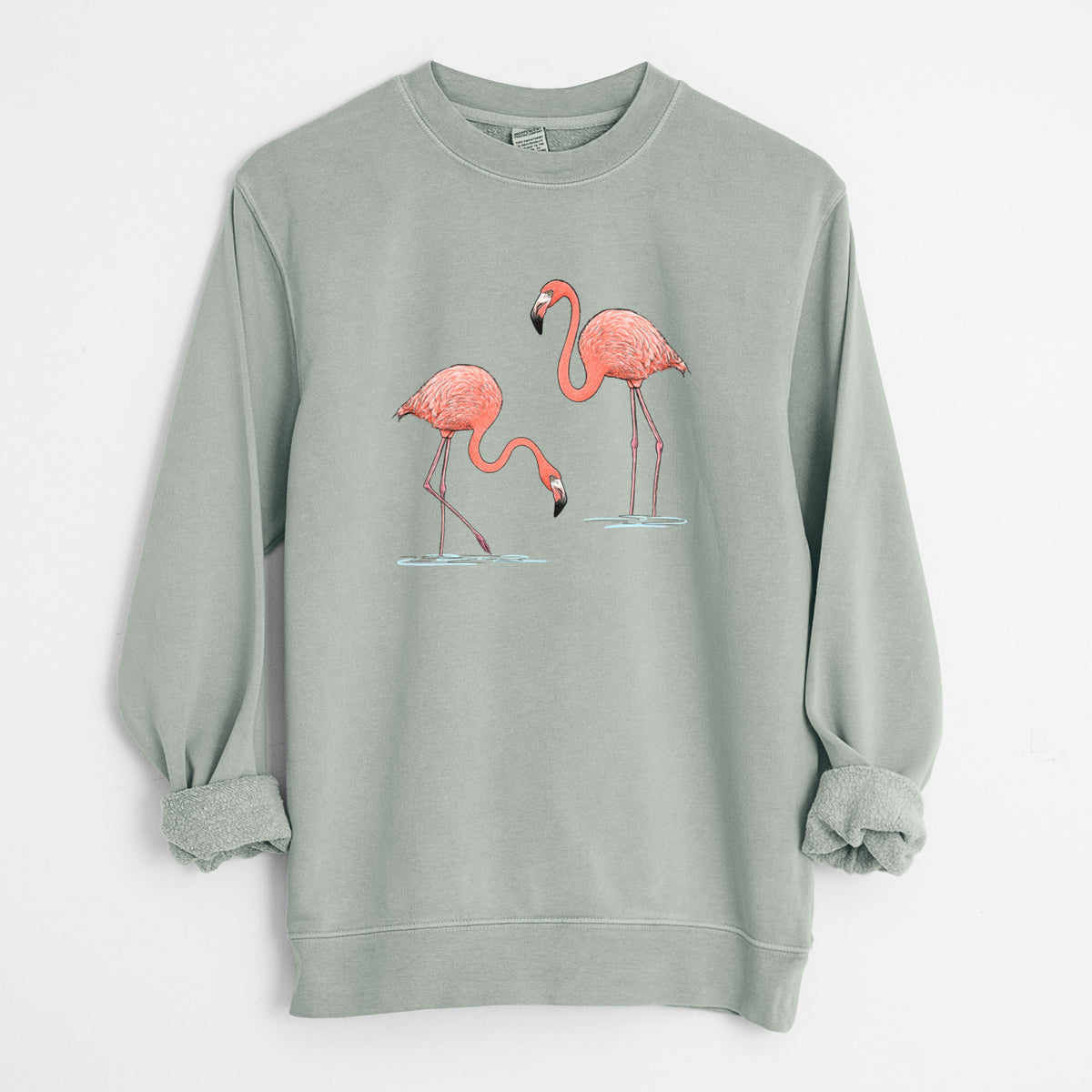 American Flamingos - Phoenicopterus ruber - Unisex Pigment Dyed Crew Sweatshirt