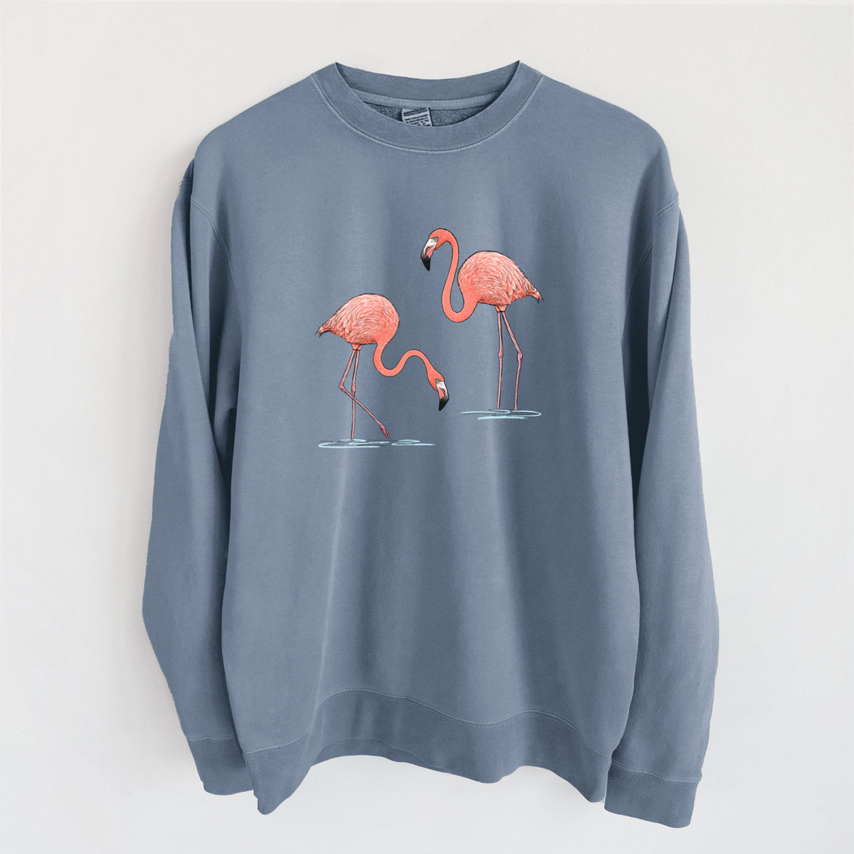 American Flamingos - Phoenicopterus ruber - Unisex Pigment Dyed Crew Sweatshirt
