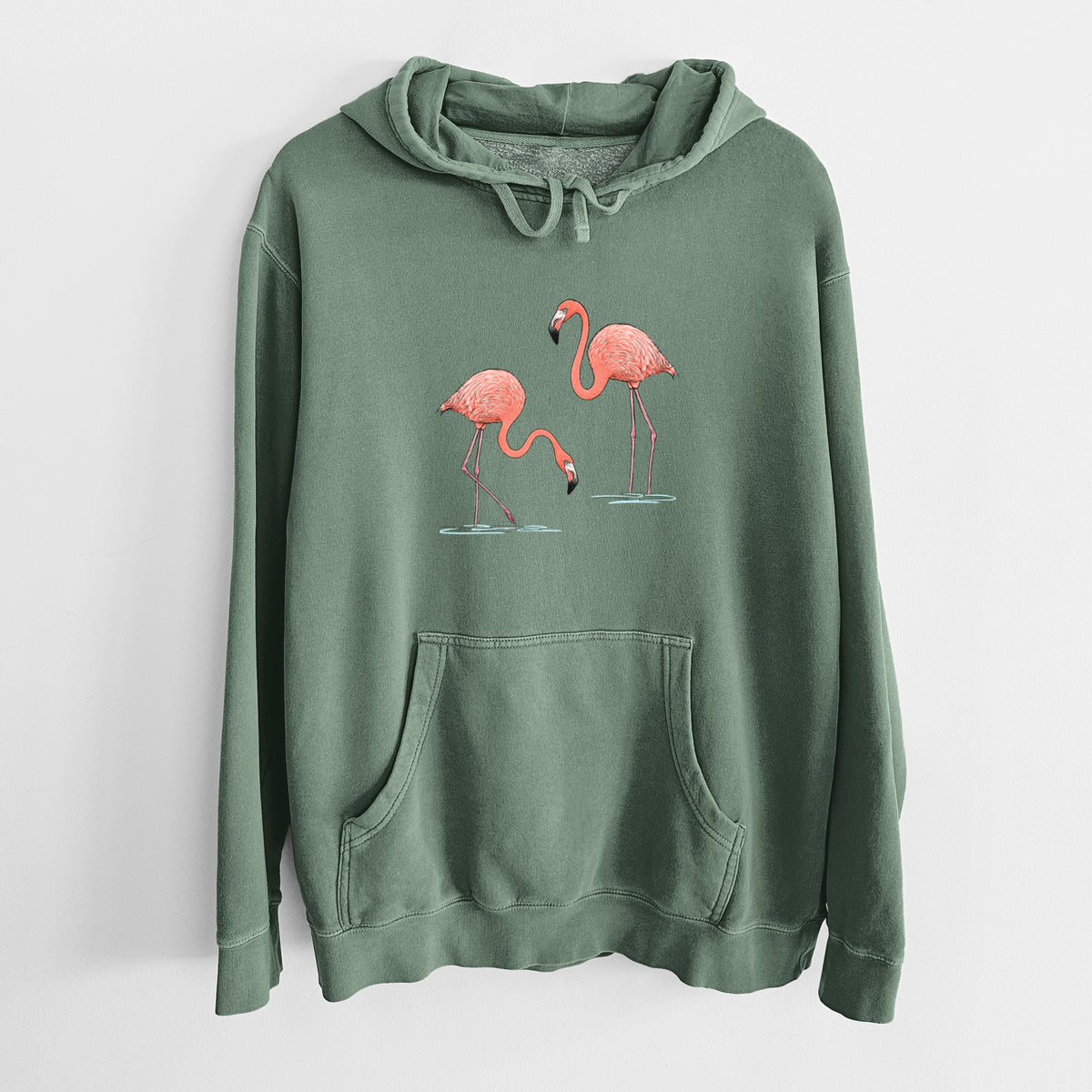 American Flamingos - Phoenicopterus ruber - Unisex Pigment Dyed Hoodie