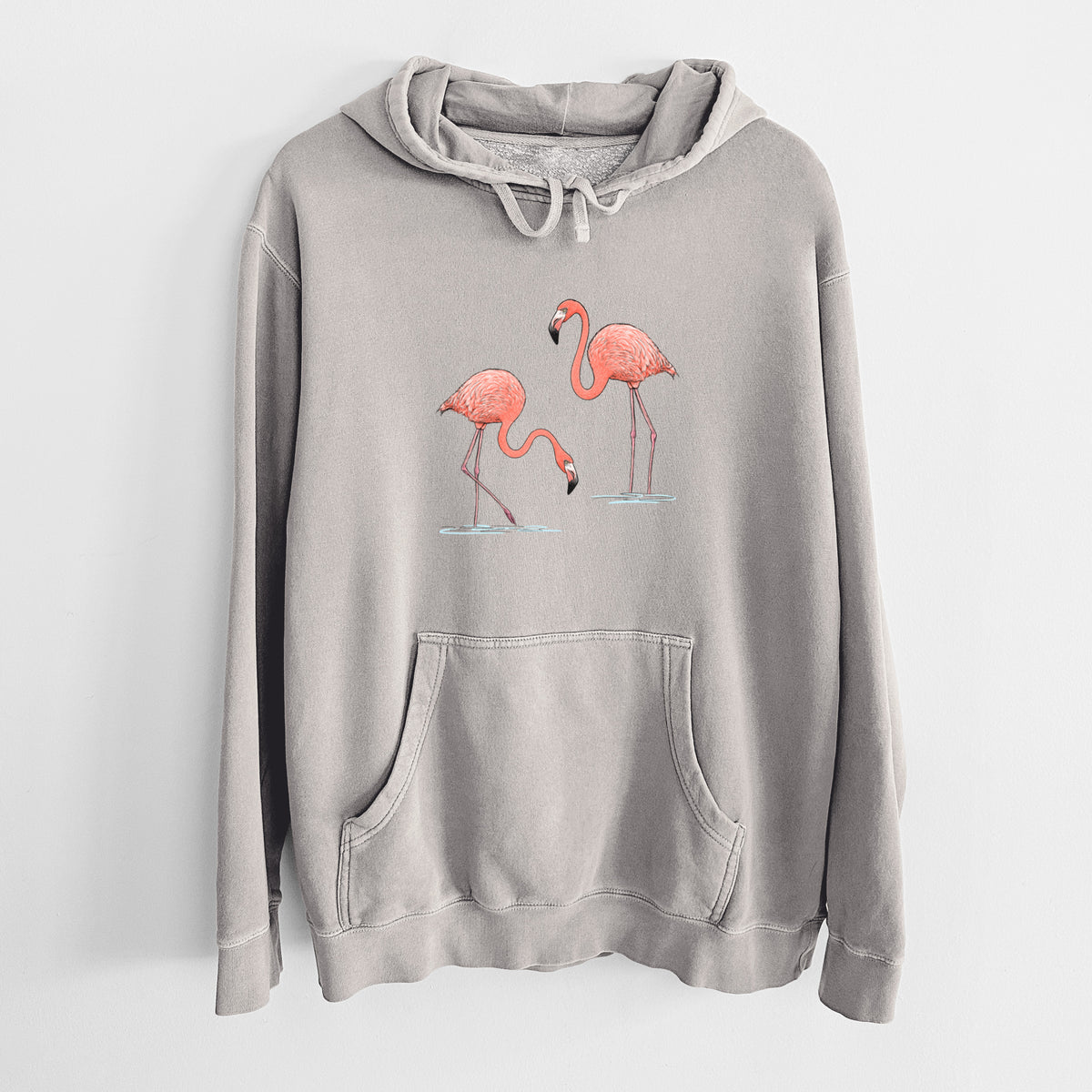 American Flamingos - Phoenicopterus ruber - Unisex Pigment Dyed Hoodie