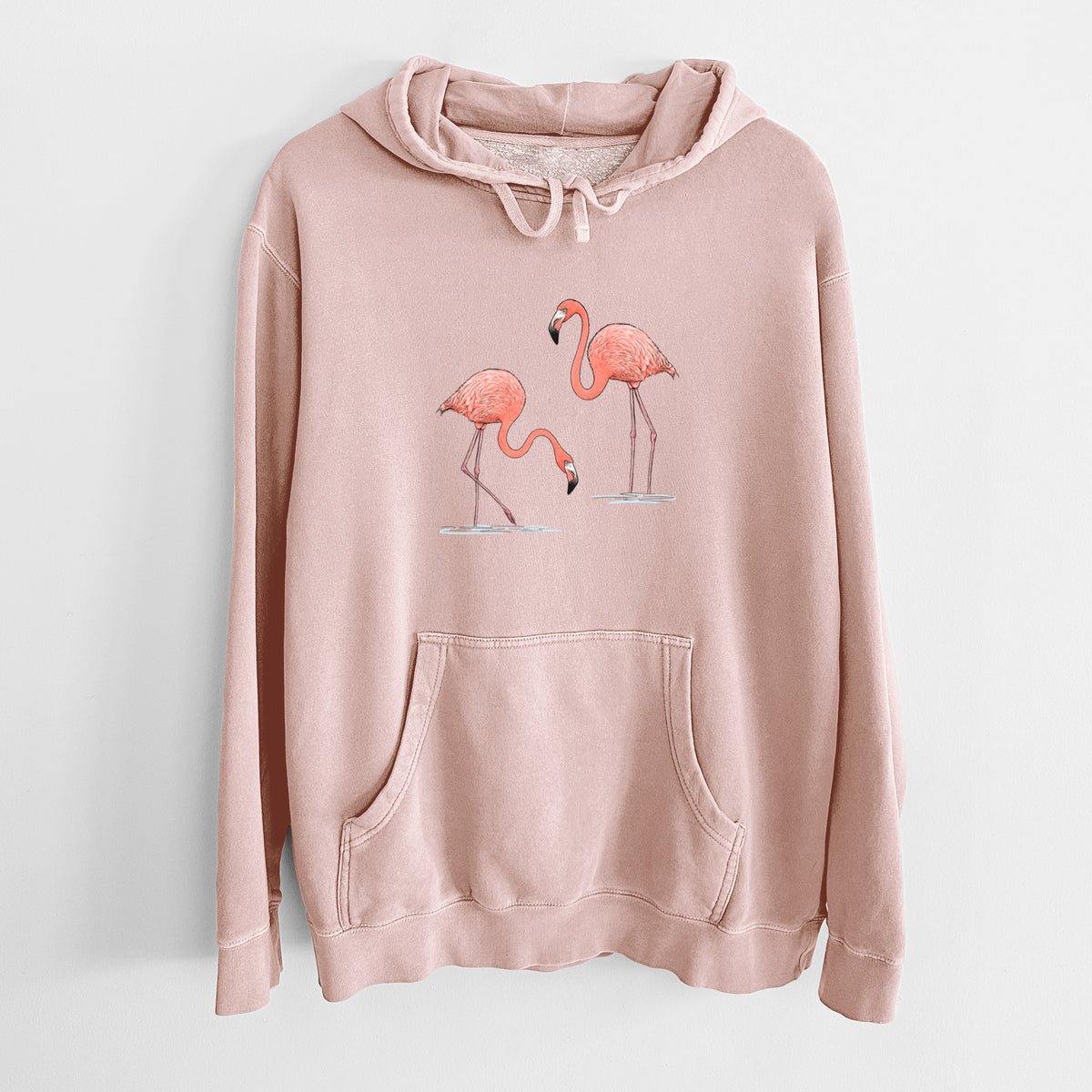 American Flamingos - Phoenicopterus ruber - Unisex Pigment Dyed Hoodie
