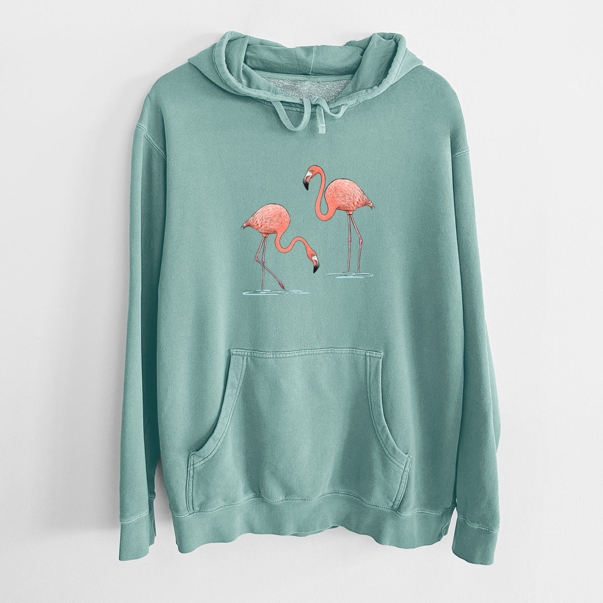 American Flamingos - Phoenicopterus ruber - Unisex Pigment Dyed Hoodie