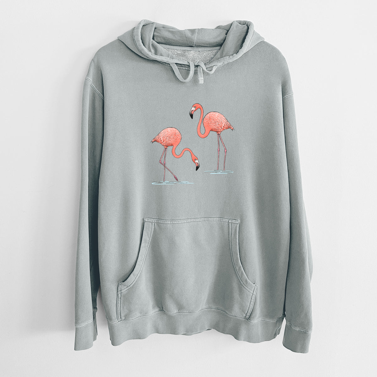 American Flamingos - Phoenicopterus ruber - Unisex Pigment Dyed Hoodie