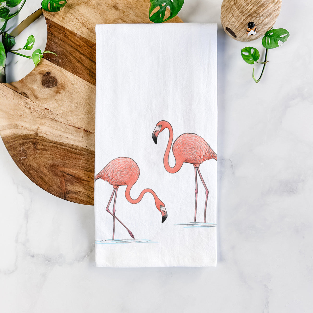 American Flamingos - Phoenicopterus ruber - Tea Towel