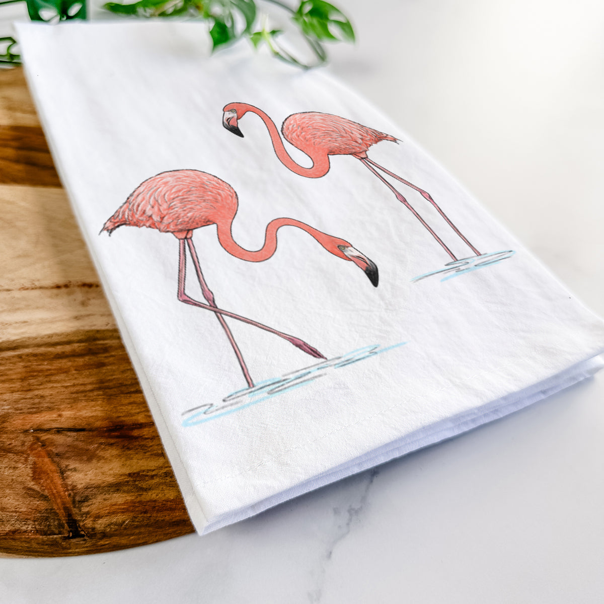 American Flamingos - Phoenicopterus ruber - Tea Towel