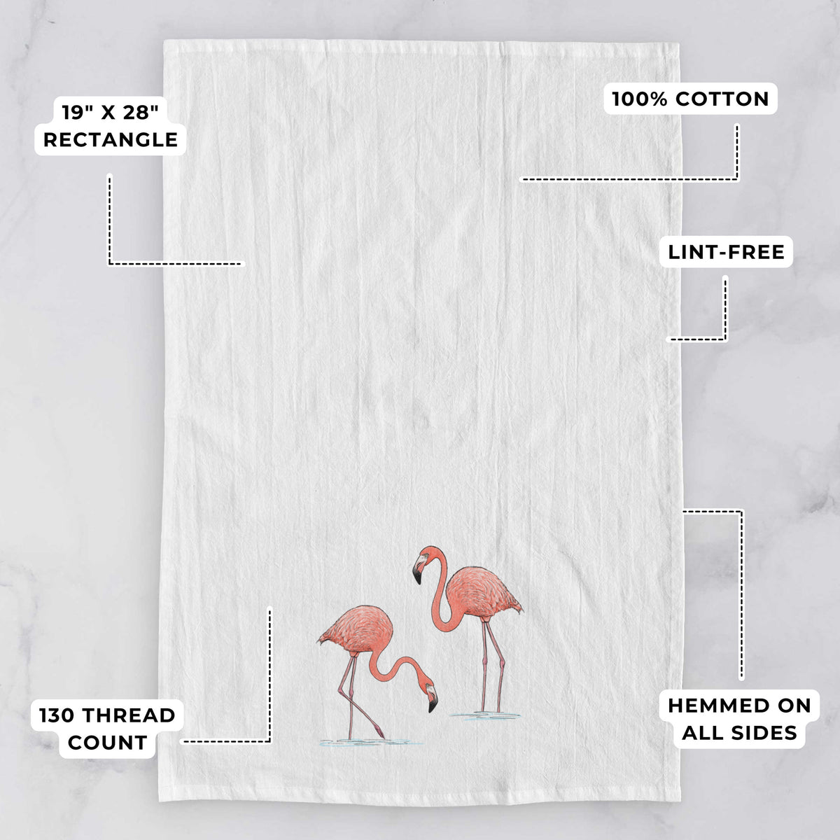 American Flamingos - Phoenicopterus ruber - Tea Towel