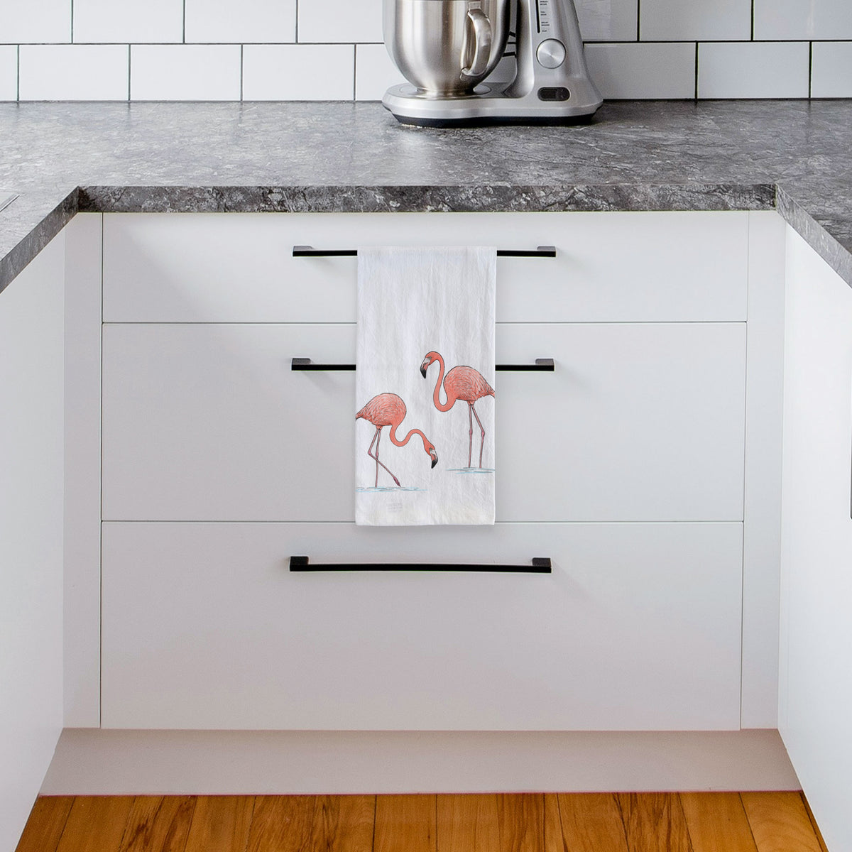 American Flamingos - Phoenicopterus ruber - Tea Towel