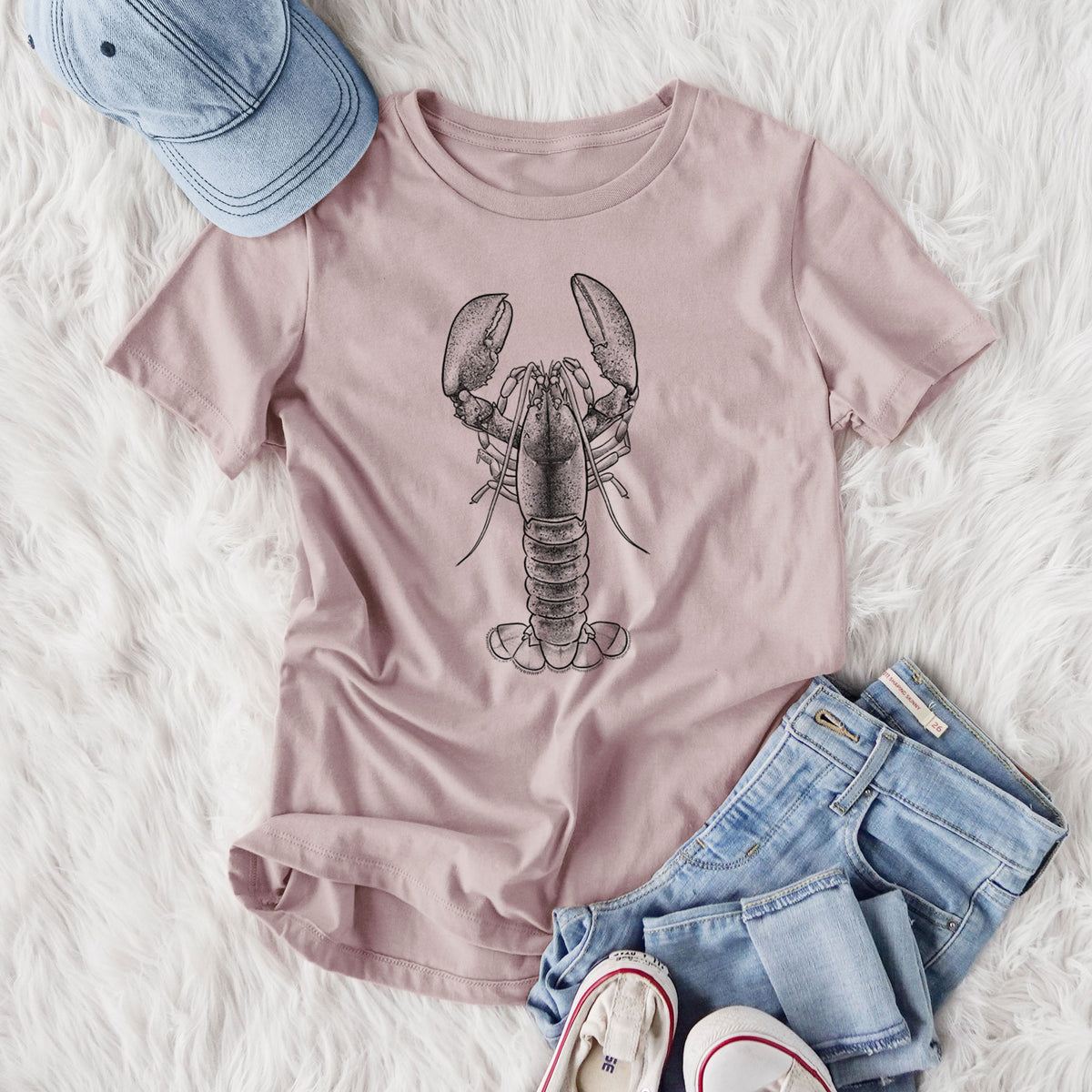 American Lobster - Homarus americanus - Women's Lightweight Relaxed Fit 100% Cotton Crewneck