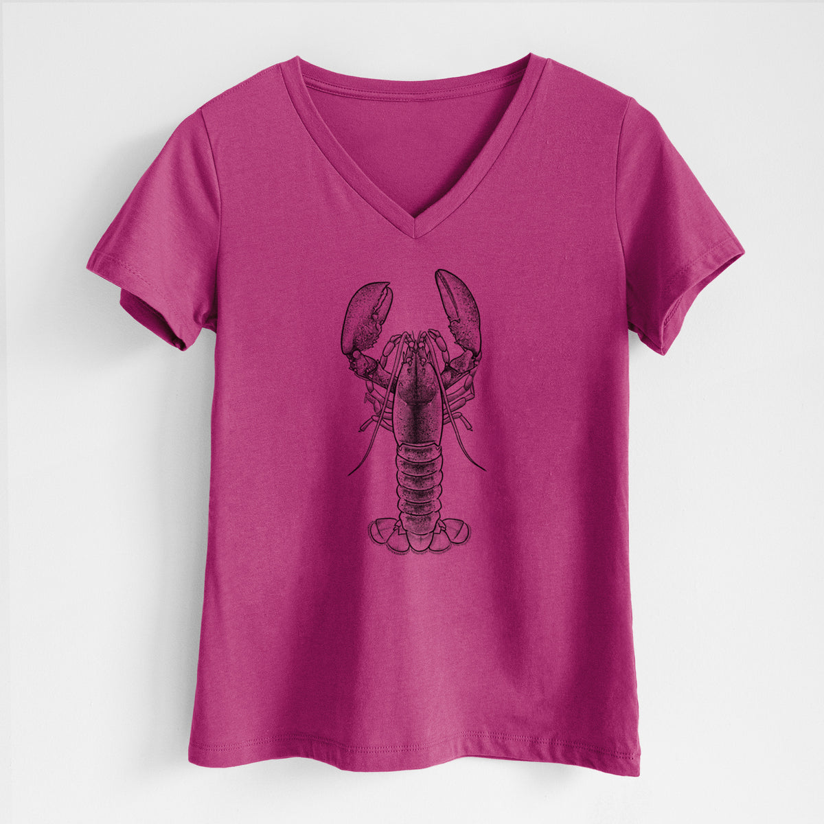 American Lobster - Homarus americanus - Women's Lightweight Relaxed Fit 100% Cotton V-neck