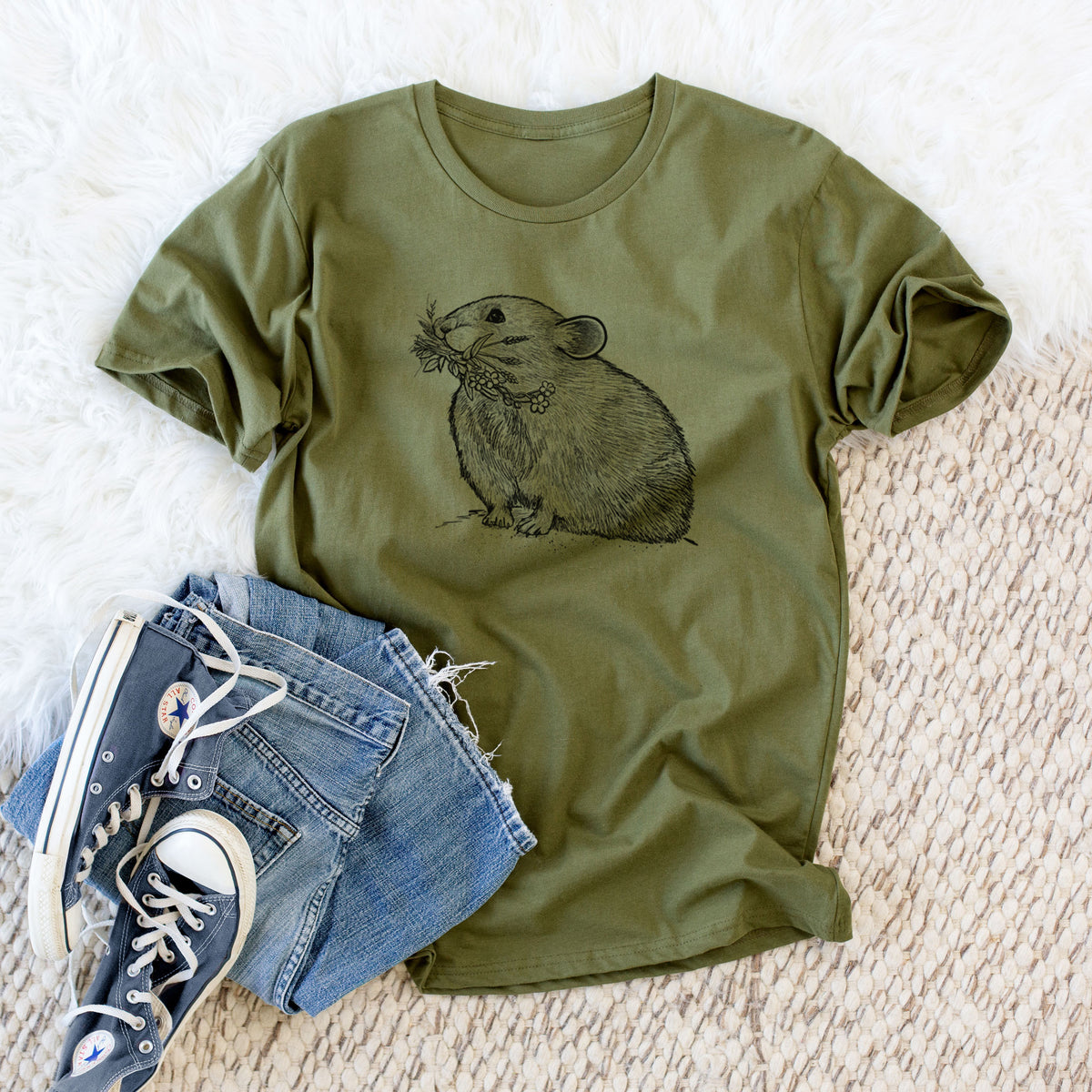 CLOSEOUT - Ochotona princeps - American Pika - Unisex Crewneck - Made in USA - 100% Organic Cotton