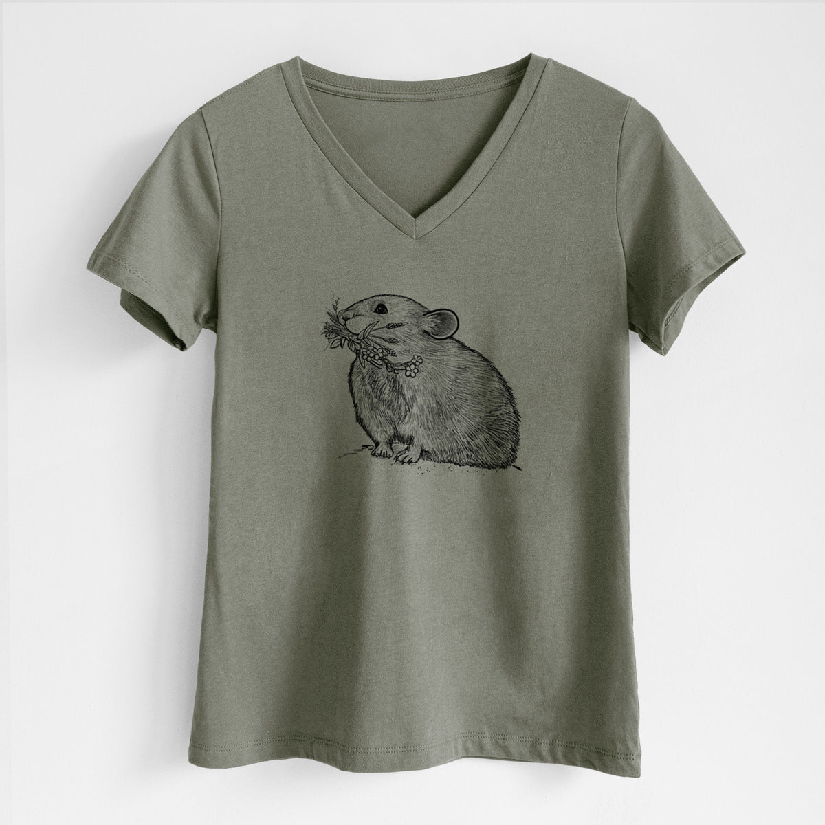 Ochotona princeps - American Pika - Women&#39;s Lightweight Relaxed Fit 100% Cotton V-neck