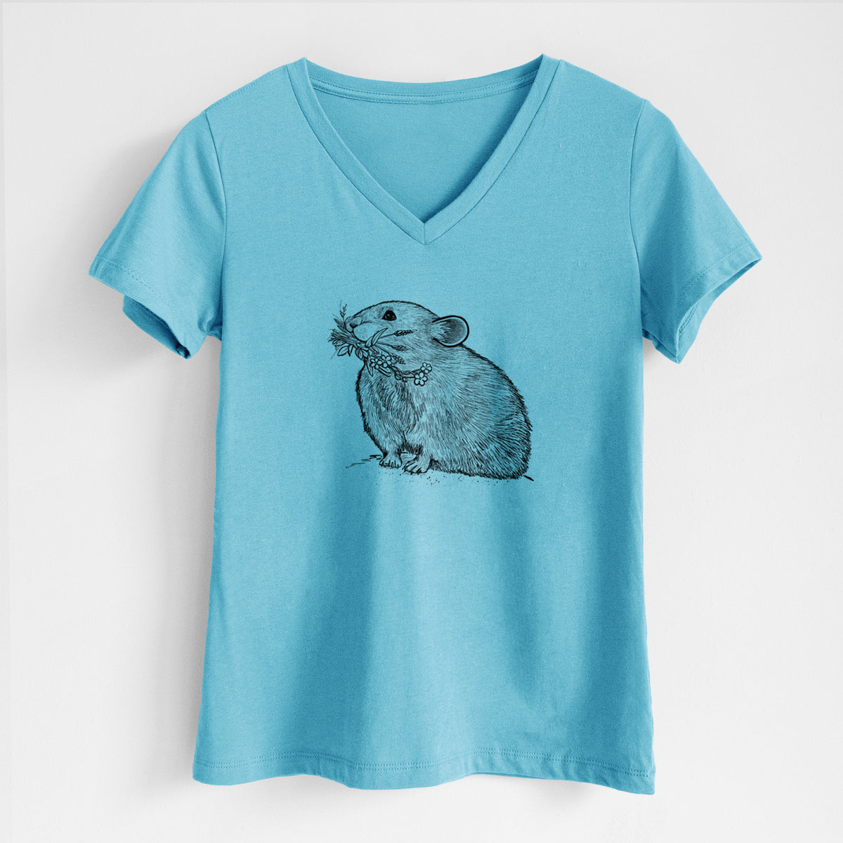 Ochotona princeps - American Pika - Women&#39;s Lightweight Relaxed Fit 100% Cotton V-neck