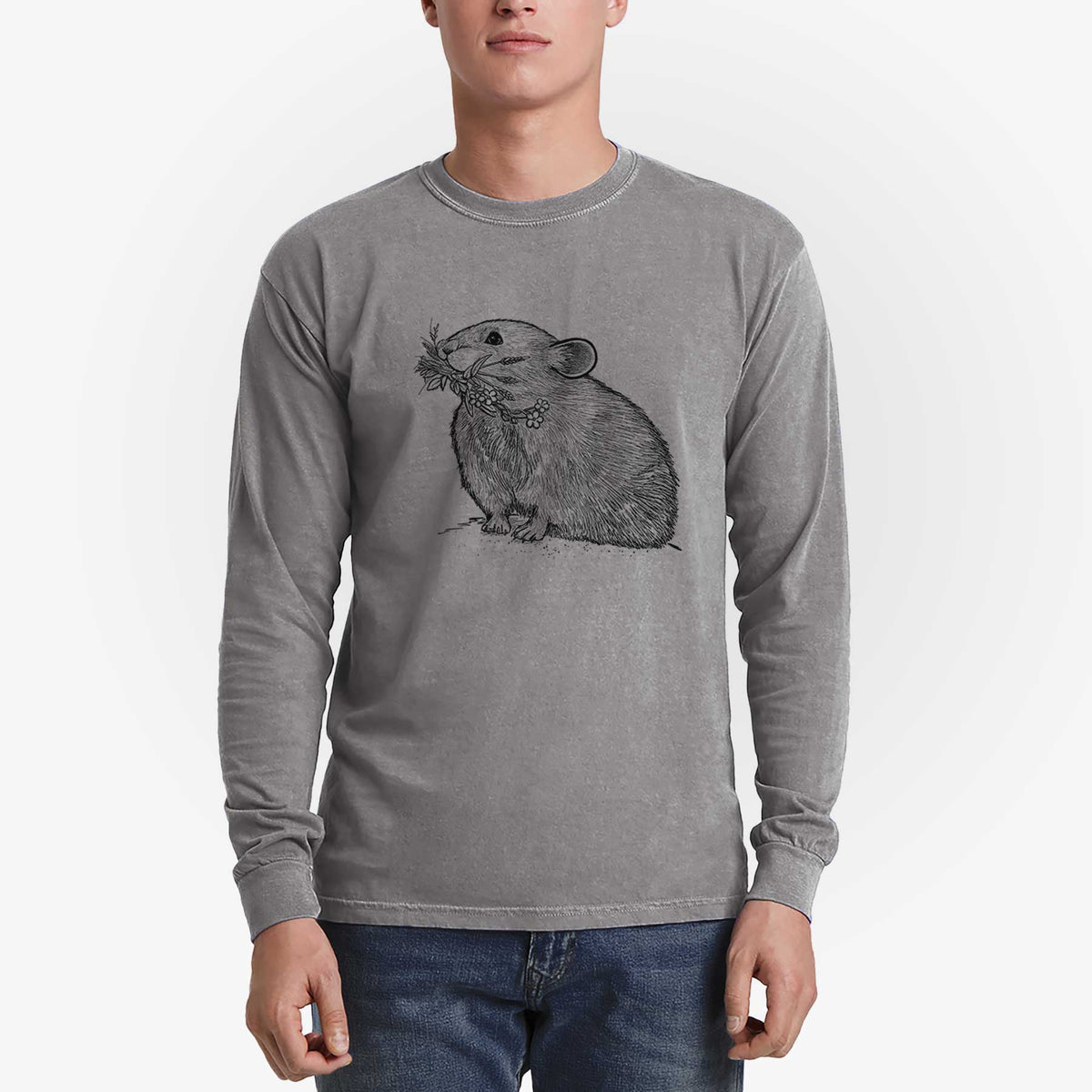 American Pika - Ochotona princeps - Men&#39;s Heavyweight 100% Cotton Long Sleeve