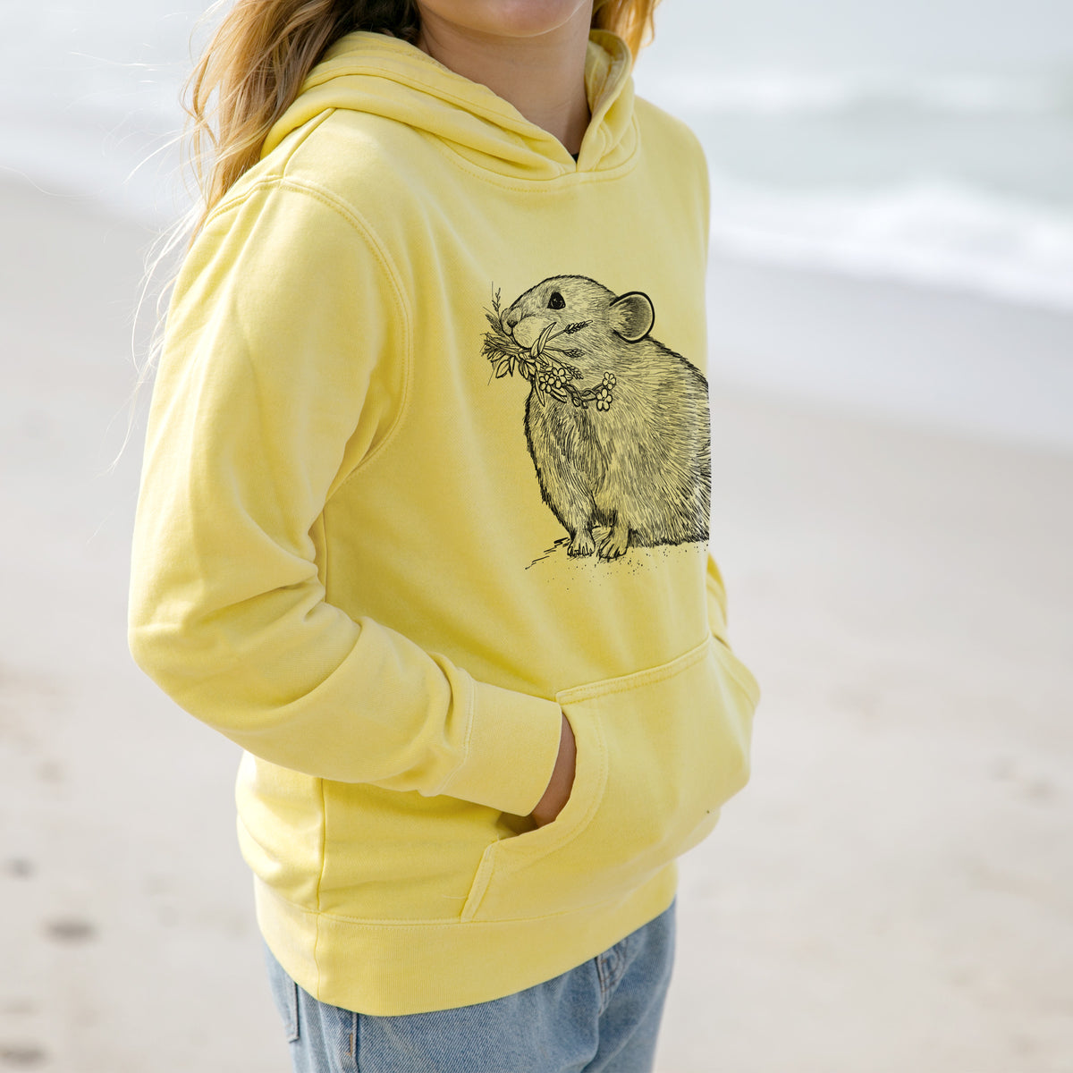 Ochotona princeps - American Pika - Youth Pigment Dyed Hoodie