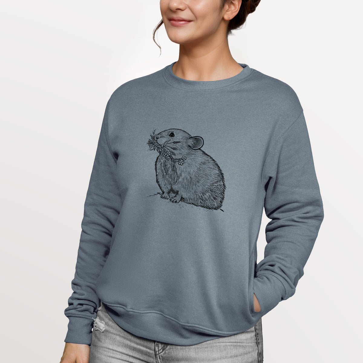 Ochotona princeps - American Pika  - Unisex Reclaimed Crewneck Sweatshirt