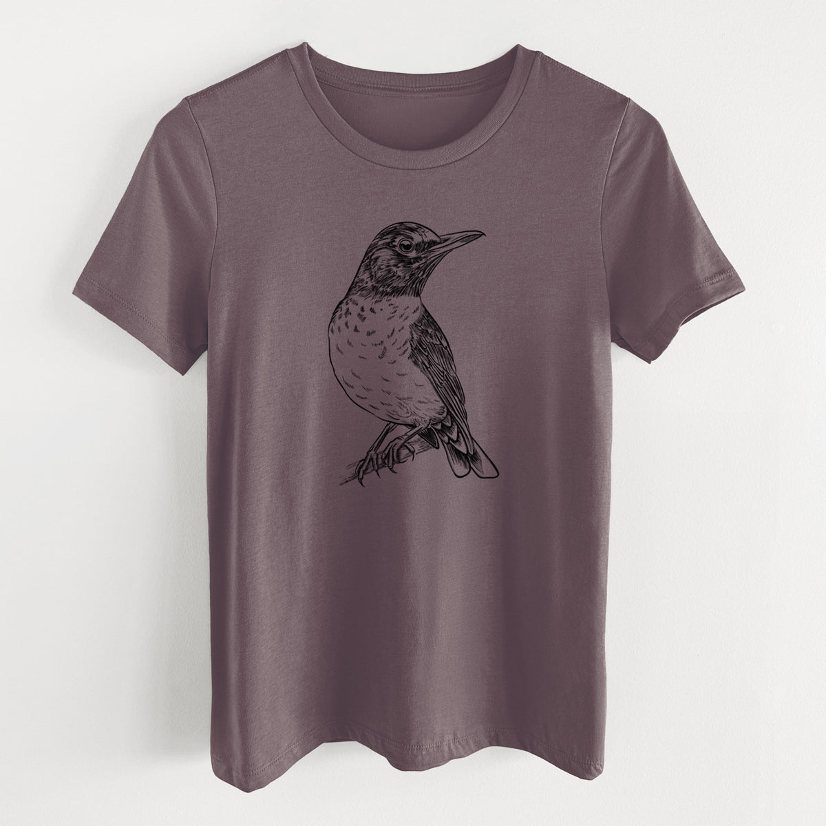 American Robin - Turdus migratorius - Women&#39;s Lightweight Relaxed Fit 100% Cotton Crewneck